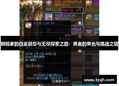 冒险家的白金徽章与无尽探索之路：勇者的荣光与挑战之境